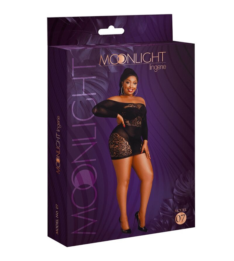 MOONLIGHT - ROBE À MANCHES LONGUES MODÈLE 7 NOIRE GRANDE TAILLE