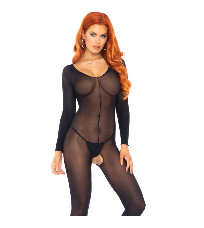 LEG AVENUE - BODYSTOCKING MANCHES LONGUES NOIR