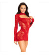 LEG AVENUE - MINI ROBE AVEC DENTELLE MANCHES LONGUES ROUGE