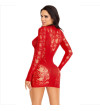 LEG AVENUE - MINI ROBE AVEC DENTELLE MANCHES LONGUES ROUGE