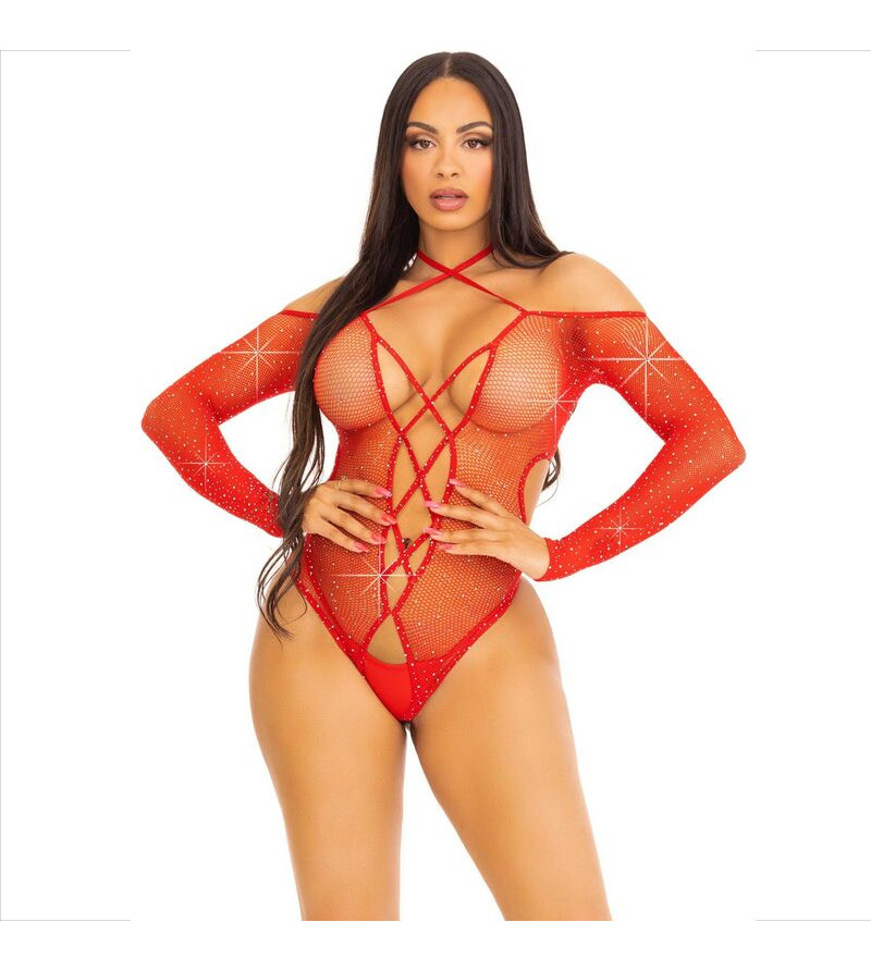 LEG AVENUE - CORPS CROTHLESS AVEC ROUGE BRILLANT