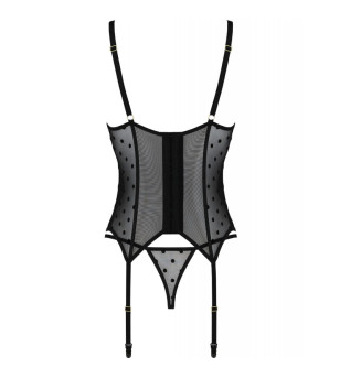 PASSION - CORSET ET THONG MARINA NOIR L/XL