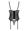 PASSION - CORSET ET THONG MARINA NOIR L/XL