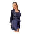 LIVCO CORSETTI FASHION - JACQUELINE LC 90249 ROBE DE CHAMBRE + CHEMISE + CULOTTE BLEU MARINE L/XL