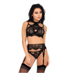 LIVCO CORSETTI FASHION - MAJALESA LC 90526 SOUTIEN-GORGE + JARRETIÈRE + CULOTTE NOIR L/XL