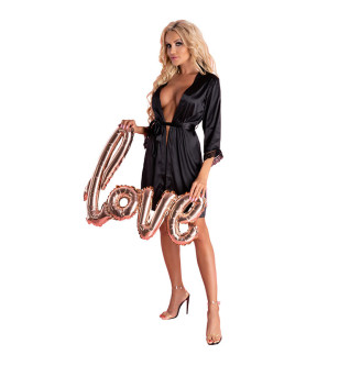 LIVCO CORSETTI FASHION - ARILADYEN LC 90568 ROBE DE CHAMBRE + CULOTTE NOIR L/XL