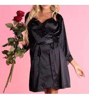 LIVCO CORSETTI FASHION - ARILADYEN LC 90568 ROBE DE CHAMBRE + CULOTTE NOIR L/XL