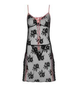 LIVCO CORSETTI FASHION - KARONIN LC 90628 CHEMISE + CULOTTE NOIR L/XL