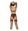 LIVCO CORSETTI FASHION - POJZON LC 90670 SOUTIEN-GORGE + PORTE-JARRETELLES + BAS + CULOTTE NOIR L/XL