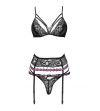 LIVCO CORSETTI FASHION - SNEHANA LC 90443 SOUTIEN-GORGE + JARRETIÈRE + CULOTTE NOIR L/XL