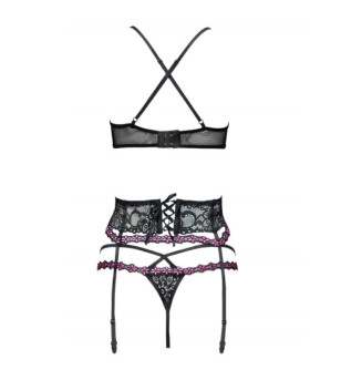 LIVCO CORSETTI FASHION - SNEHANA LC 90443 SOUTIEN-GORGE + JARRETIÈRE + CULOTTE NOIR L/XL