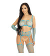LEG AVENUE - BAS  GANTS CROP TOP BLEU