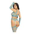 LEG AVENUE - BAS  GANTS CROP TOP BLEU