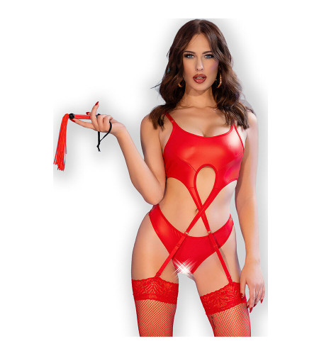 CHILIROSE - CR 4625 ENSEMBLE QUATRE PIÈCES SANS CROTCHLESS ROUGE L