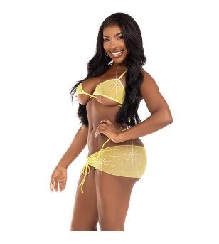 LEG AVENUE - ENSEMBLE TROIS PIÈCES DIAMANTS BLEU M/L