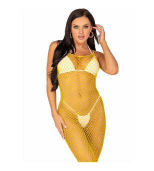 LEG AVENUE - ROBE LONGUE FILET JAUNE TAILLE UNIQUE