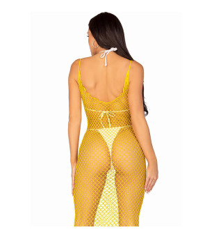 LEG AVENUE - ROBE LONGUE FILET JAUNE TAILLE UNIQUE