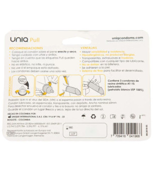 UNIQ - PULL PRESERVATIFS SANS LATEX AVEC BANDES 3 UNITES