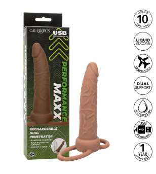 CALEXOTICS - PERFORMANCE MAXX RECHARGEABLE DOUBLE PÉNÉTRATEUR PEAU BRUN