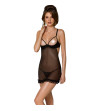 PASSION - CHEMISE ET THONG MARINE NOIR L/XL