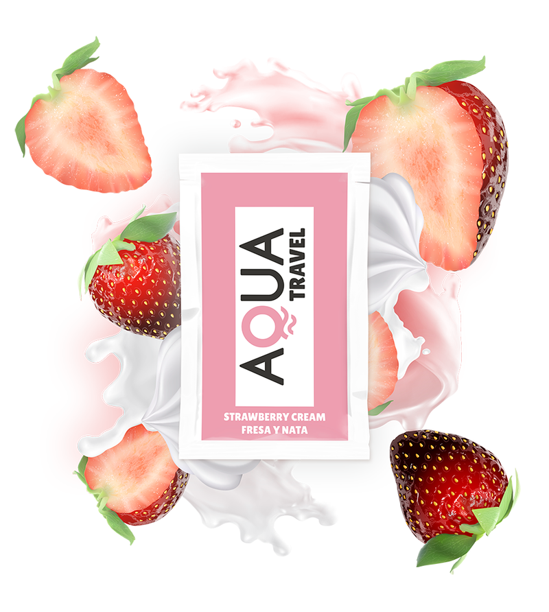 AQUA TRAVEL - LUBRIFIANT À BASE D'EAU SAVEUR CRÈME DE FRAISE 6 ML
