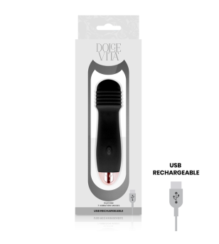 DOLCE VITA - VIBRATEUR RECHARGEABLE TROIS NOIR 7 VITESSES