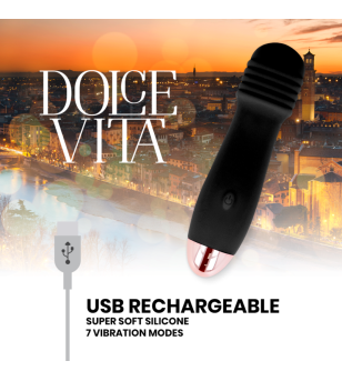 DOLCE VITA - VIBRATEUR RECHARGEABLE TROIS NOIR 7 VITESSES