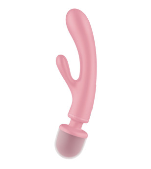 SATISFYER - MASSEUR VIBRATEUR LAPIN TRIPLE LOVER GRIS