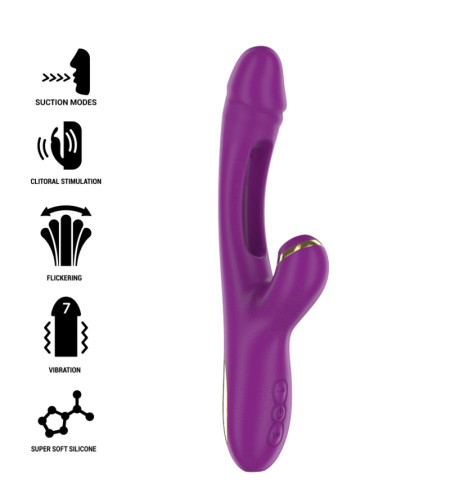 INTENSE - ATENEO VIBRATEUR MULTIFONCTION RECHARGEABLE 7 VIBRATIONS AVEC LANGUE OSCILLANTE ET ONDES STIMULANTES VIOLET