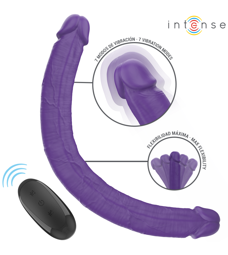 INTENSE - GUNTER DILDO DOUBLE VIBRATEUR 40 CM VIOLET TÉLÉCOMMANDE