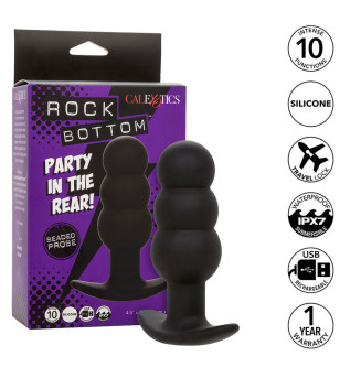 CALEXOTICS - ROCK BOTTOM PLUG ANAL PERLÉ 10 VIBRATIONS SILICONE NOIR
