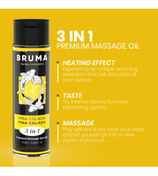 BRUMA - HUILE DE MASSAGE PREMIUM EFFET CHALEUR SAVEUR PINA COLADA 3 EN 1 - 100 ML