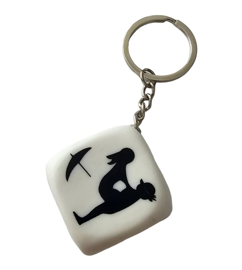 DIABLO PICANTE - PORTE-CLÉS DÉS BLANC AVEC POSES