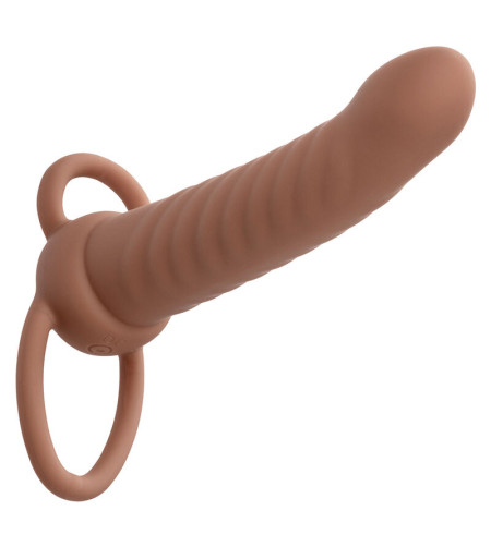 CALEXOTICS - MAXX RIBBED DOUBLE PÉNÉTRATEUR 10 VIBRATIONS MARRON