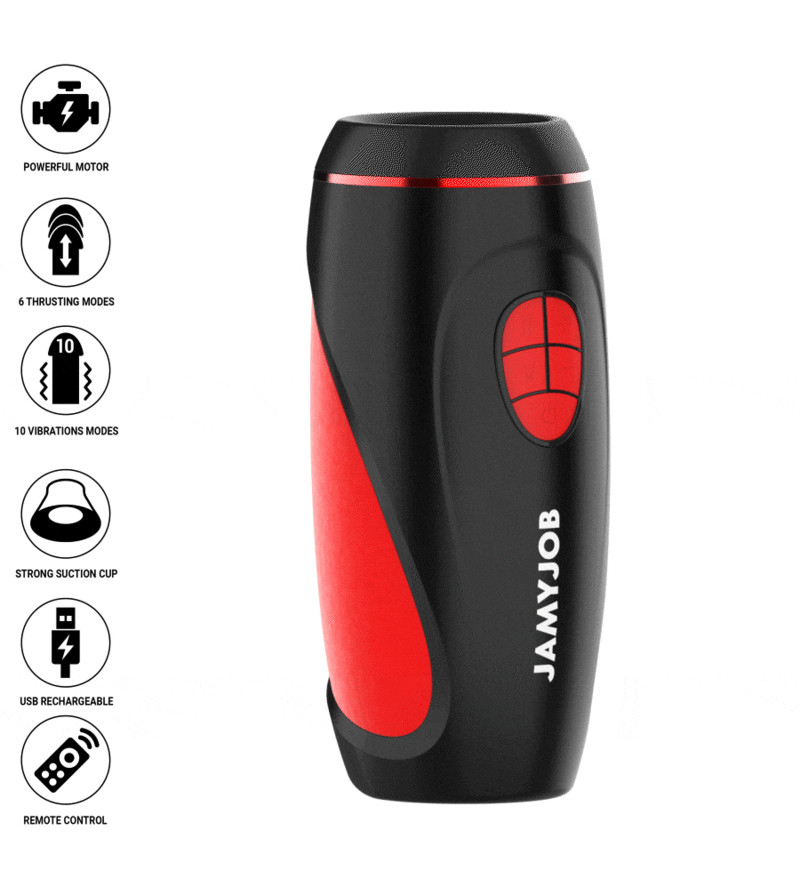 JAMYJOB - MASTURBATEUR AUTOMATIQUE PYSTON BASE AVEC DILDO À TÉLÉCOMMANDE