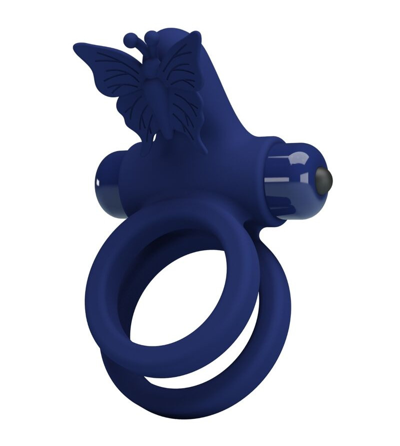 PRETTY LOVE - JAMELE DOUBLE ANNEAU AVEC VIBRATION  STIMULATEUR DE PAPILLON BLEU