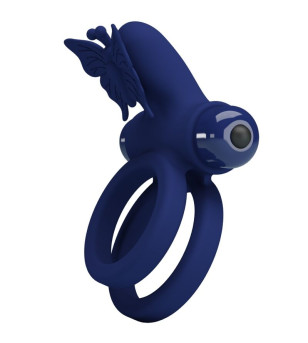 PRETTY LOVE - JAMELE DOUBLE ANNEAU AVEC VIBRATION  STIMULATEUR DE PAPILLON BLEU