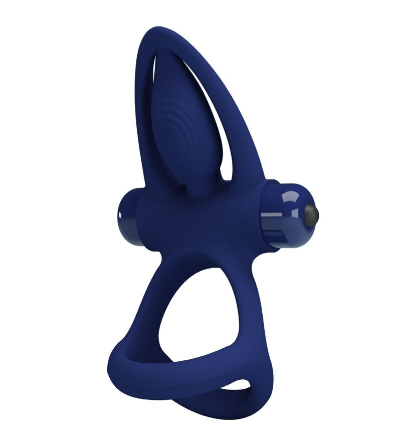 PRETTY LOVE - MAT DOUBLE ANNEAU AVEC VIBRATION  STIMULATEUR BLEU