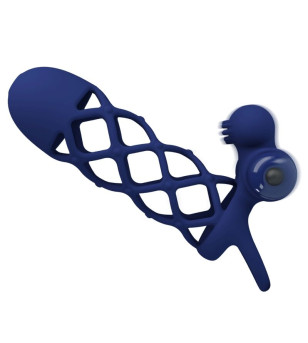 PRETTY LOVE - GIANN ANNEAU VIBRATEUR AVEC GAINE EN SILICONE BLEU