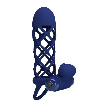 PRETTY LOVE - GIANN ANNEAU VIBRATEUR AVEC GAINE EN SILICONE BLEU