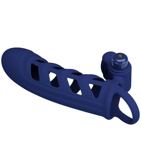 PRETTY LOVE - ALTAF ANNEAU VIBRATEUR AVEC GAINE EN SILICONE BLEU