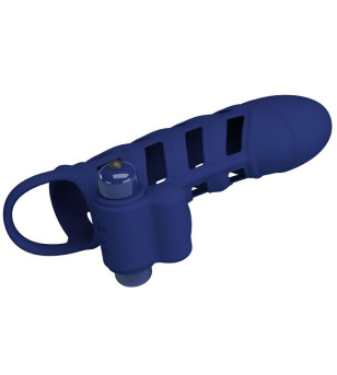 PRETTY LOVE - ALTAF ANNEAU VIBRATEUR AVEC GAINE EN SILICONE BLEU
