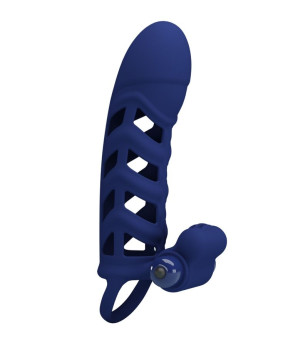 PRETTY LOVE - ALTAF ANNEAU VIBRATEUR AVEC GAINE EN SILICONE BLEU