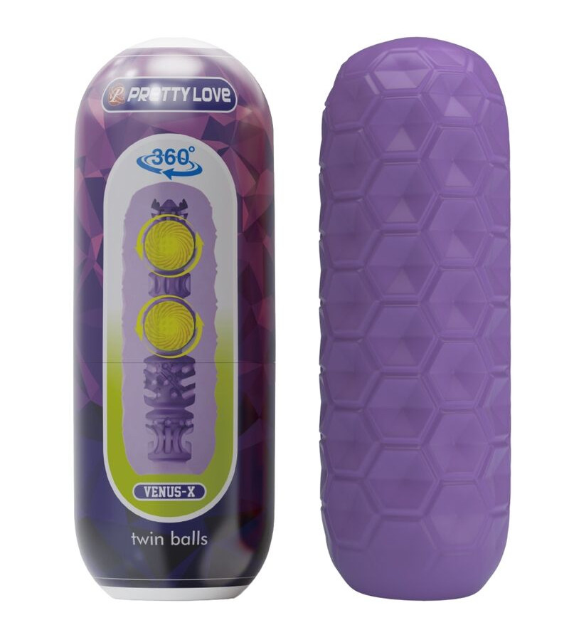 PRETTY LOVE - MASTURBATEUR POUR HOMME À DEUX BOULES VIOLET