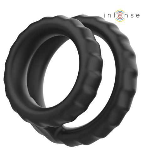 INTENSE - DEWEY ANNEAU PÉNIS DOUBLE SILICONE NOIR MODÈLE 2