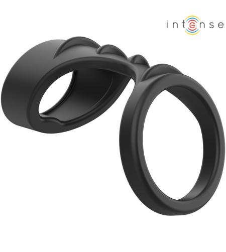 INTENSE - THEO ANNEAU PÉNIS DOUBLE SILICONE NOIR MODÈLE 3