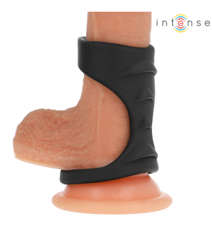 INTENSE - THEO ANNEAU PÉNIS DOUBLE SILICONE NOIR MODÈLE 3