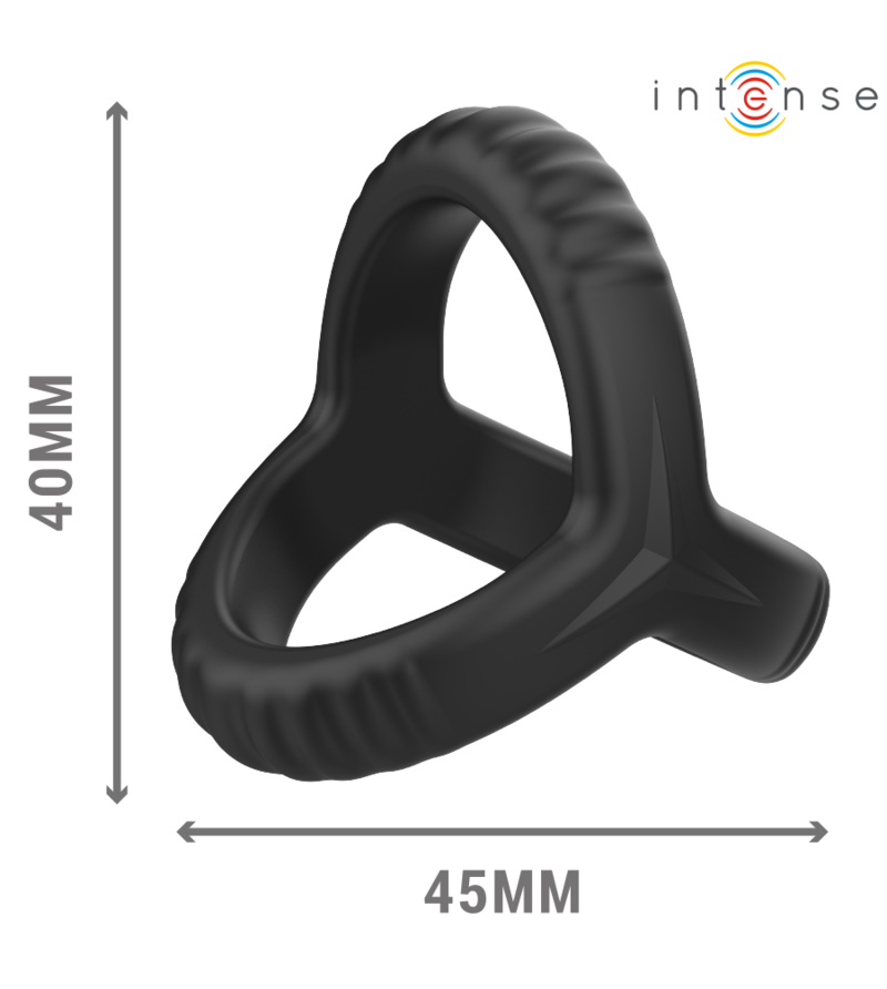 INTENSE - CARSON ANNEAU PÉNIS DOUBLE SILICONE NOIR MODÈLE 4