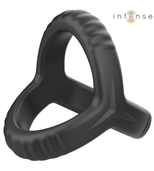 INTENSE - CARSON ANNEAU PÉNIS DOUBLE SILICONE NOIR MODÈLE 4