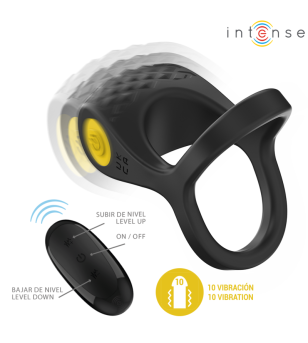 INTENSE - ALEX VIBRATEUR DOUBLE ANNEAU PÉNIS 10 VIBRATIONS NOIR